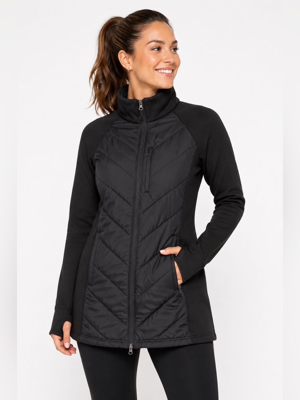 Tek Gear Women’s Black Quilted Hybrid Performance Jacket